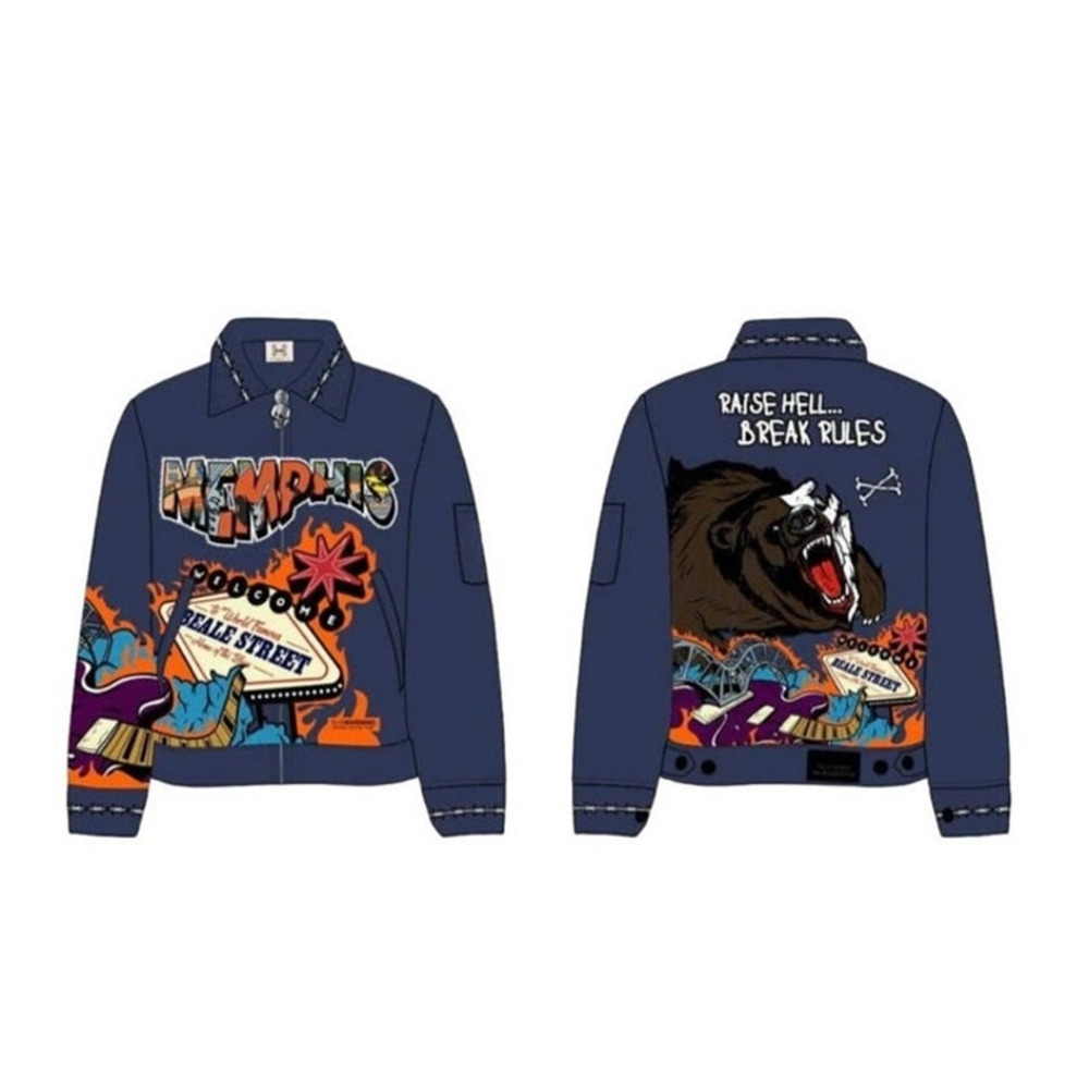 BRAND X Memphis Varsity Jacket XL | Raise Hell Break Rules Graphic Streetwear - Picture 5 of 9
